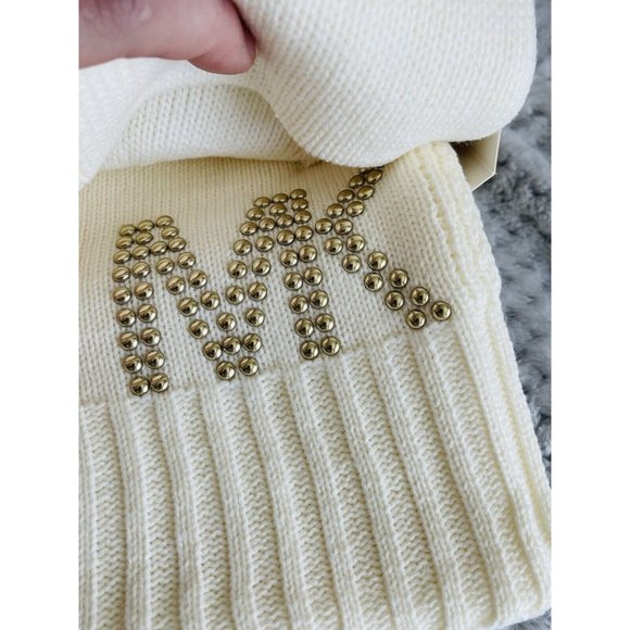 NWT Michael Kors Access Dome Studded Muffler & Beanie Set - Cream - Picture 3 of 4